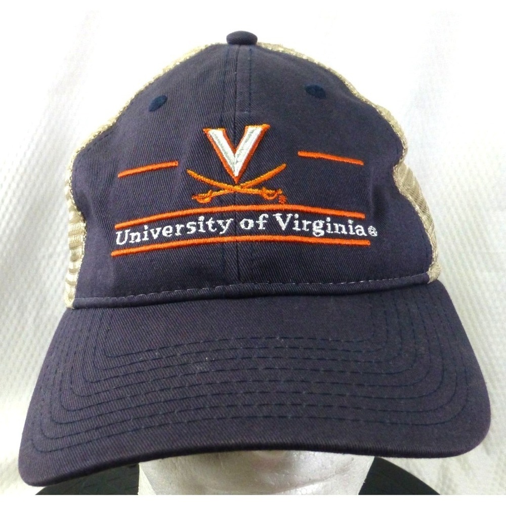 University Of Virginia Cavaliers Trucker Cap Adjustable Mesh Back Navy/Tan